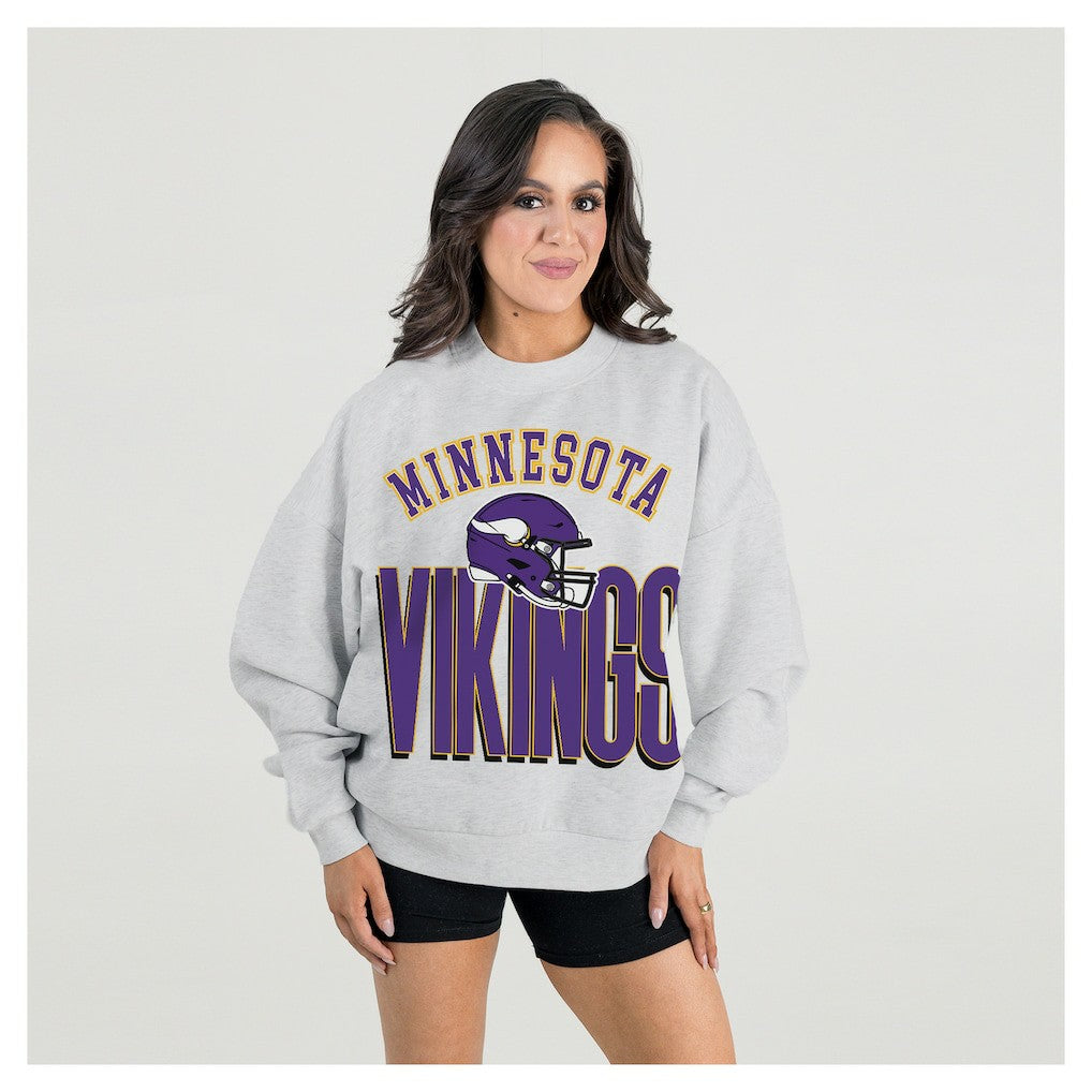 Minnesota Vikings  Gameday Couture Women's Fierce Focus Premium Oversized Fleece Pullover Sweatshirt