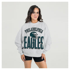 Philadelphia Eagles  Gameday Couture Women's Fierce Focus Premium Oversized Fleece Pullover Sweatshirt