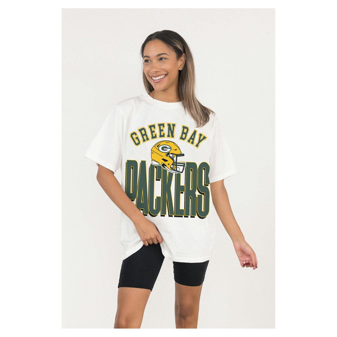 Green Bay Packers  Gameday Couture Women's Oversized Classic Fierce Focus T-Shirt