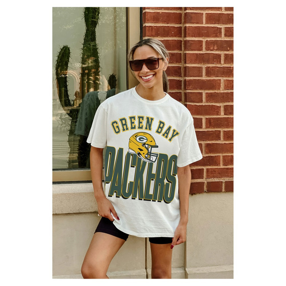 Green Bay Packers  Gameday Couture Women's Oversized Classic Fierce Focus T-Shirt