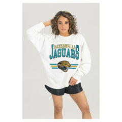Jacksonville Jaguars  Gameday Couture Women's Swift Strike Premium Oversized Fleece Pullover Sweatshirt