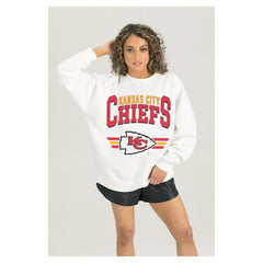 Kansas City Chiefs  Gameday Couture Women's Swift Strike Premium Oversized Fleece Pullover Sweatshirt