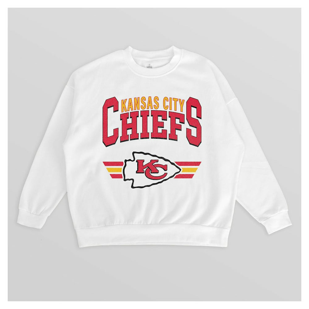 Kansas City Chiefs  Gameday Couture Women's Swift Strike Premium Oversized Fleece Pullover Sweatshirt