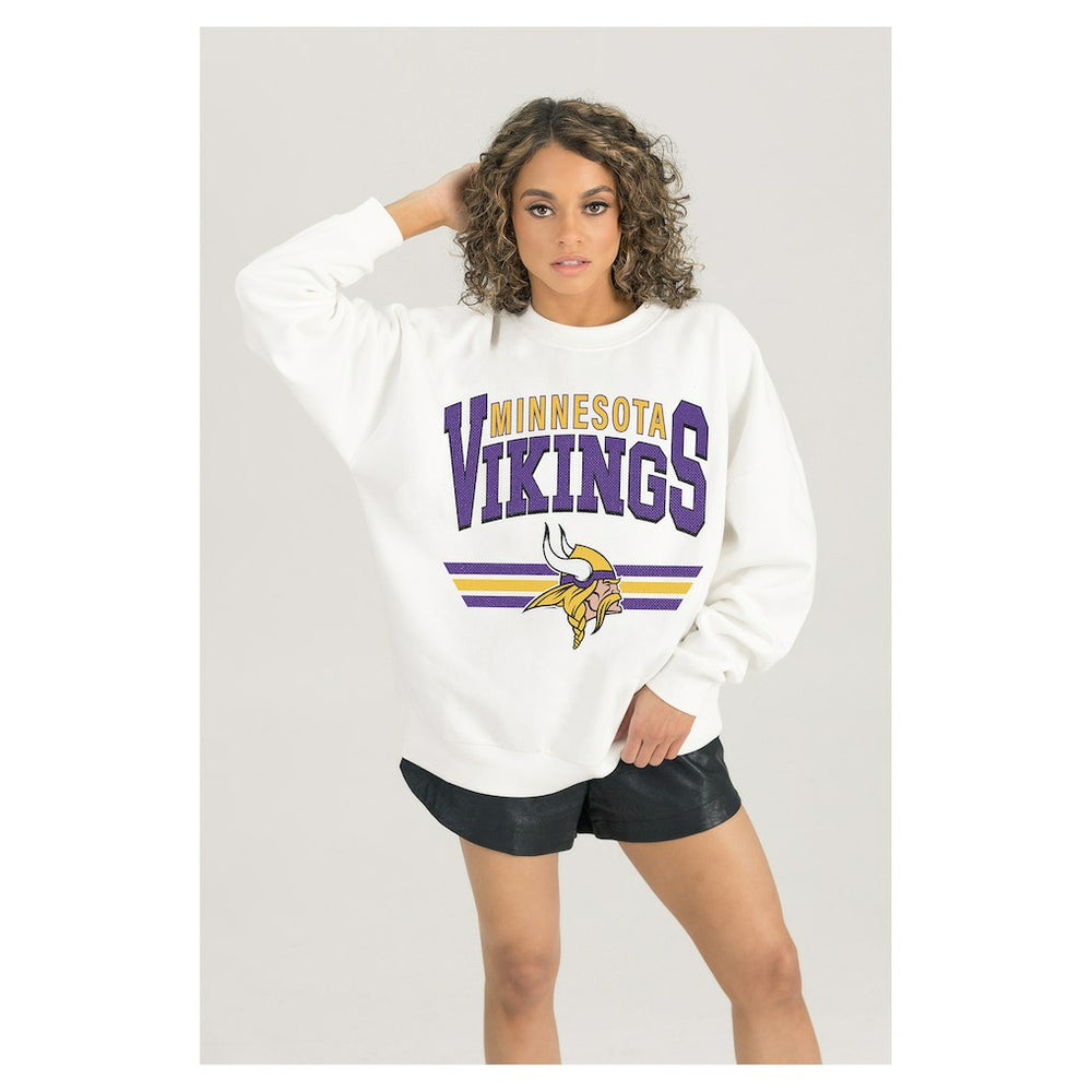 Minnesota Vikings  Gameday Couture Women's Swift Strike Premium Oversized Fleece Pullover Sweatshirt
