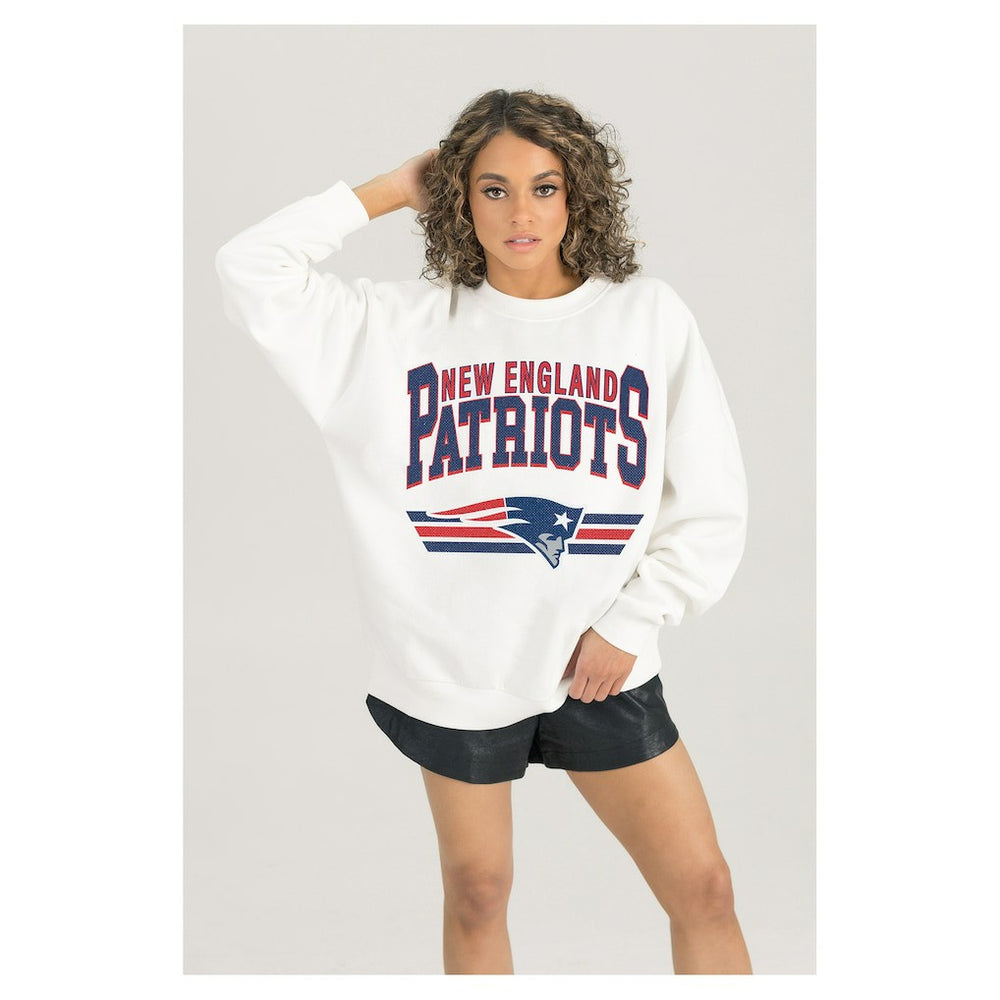 New England Patriots  Gameday Couture Women's Swift Strike Premium Oversized Fleece Pullover Sweatshirt