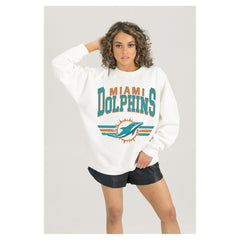 Miami Dolphins  Gameday Couture Women's Swift Strike Premium Oversized Fleece Pullover Sweatshirt