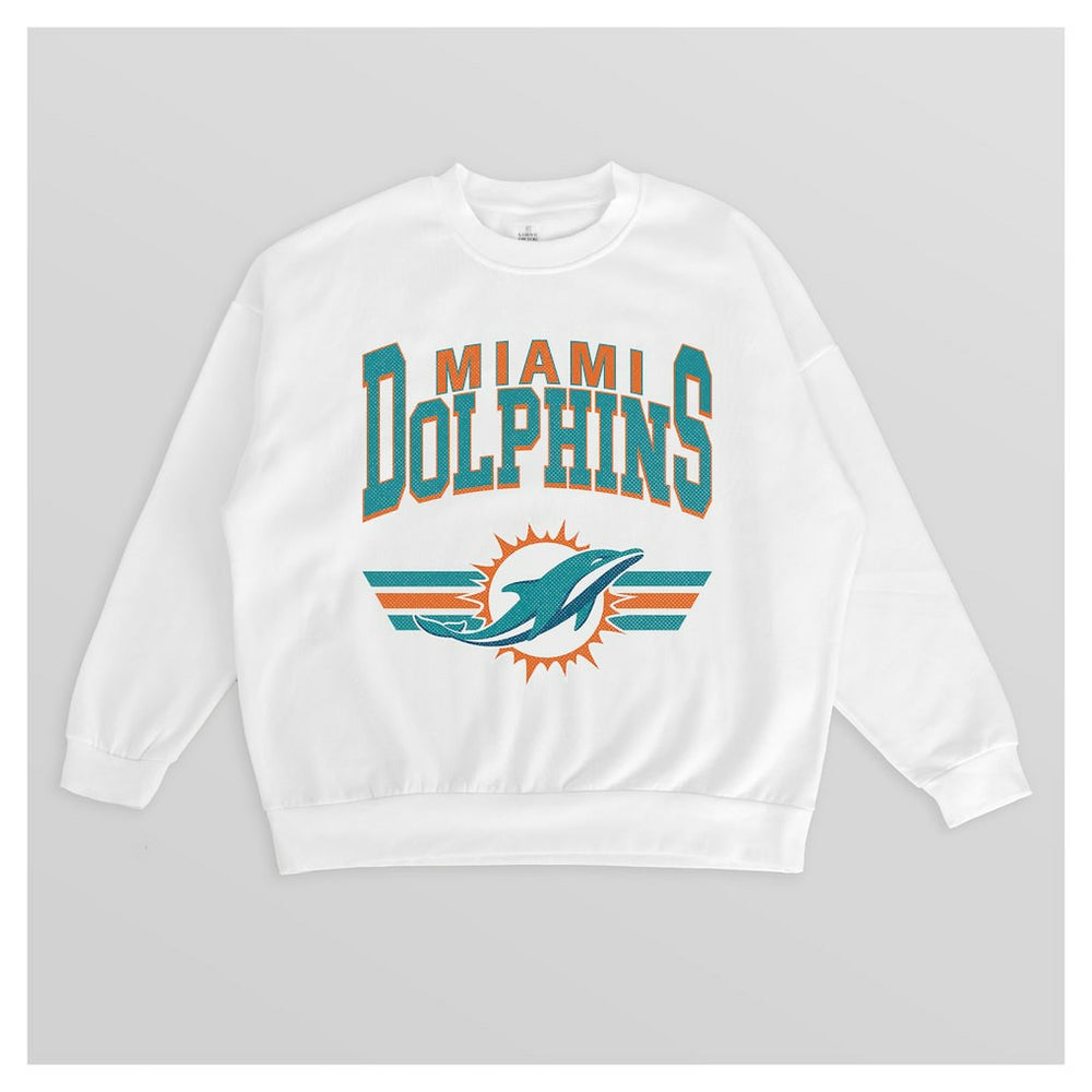 Miami Dolphins  Gameday Couture Women's Swift Strike Premium Oversized Fleece Pullover Sweatshirt