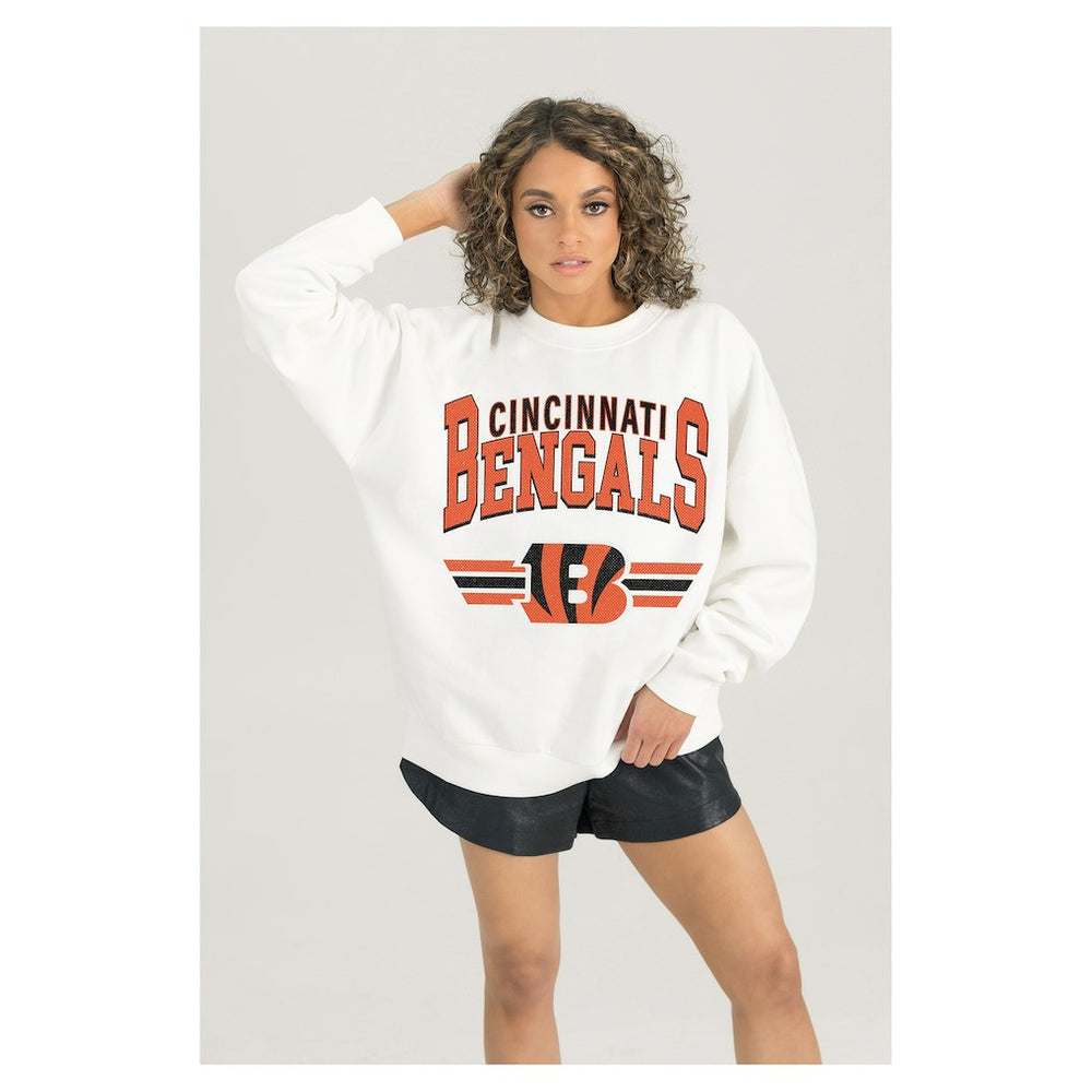 Cincinnati Bengals  Gameday Couture Women's Swift Strike Premium Oversized Fleece Pullover Sweatshirt
