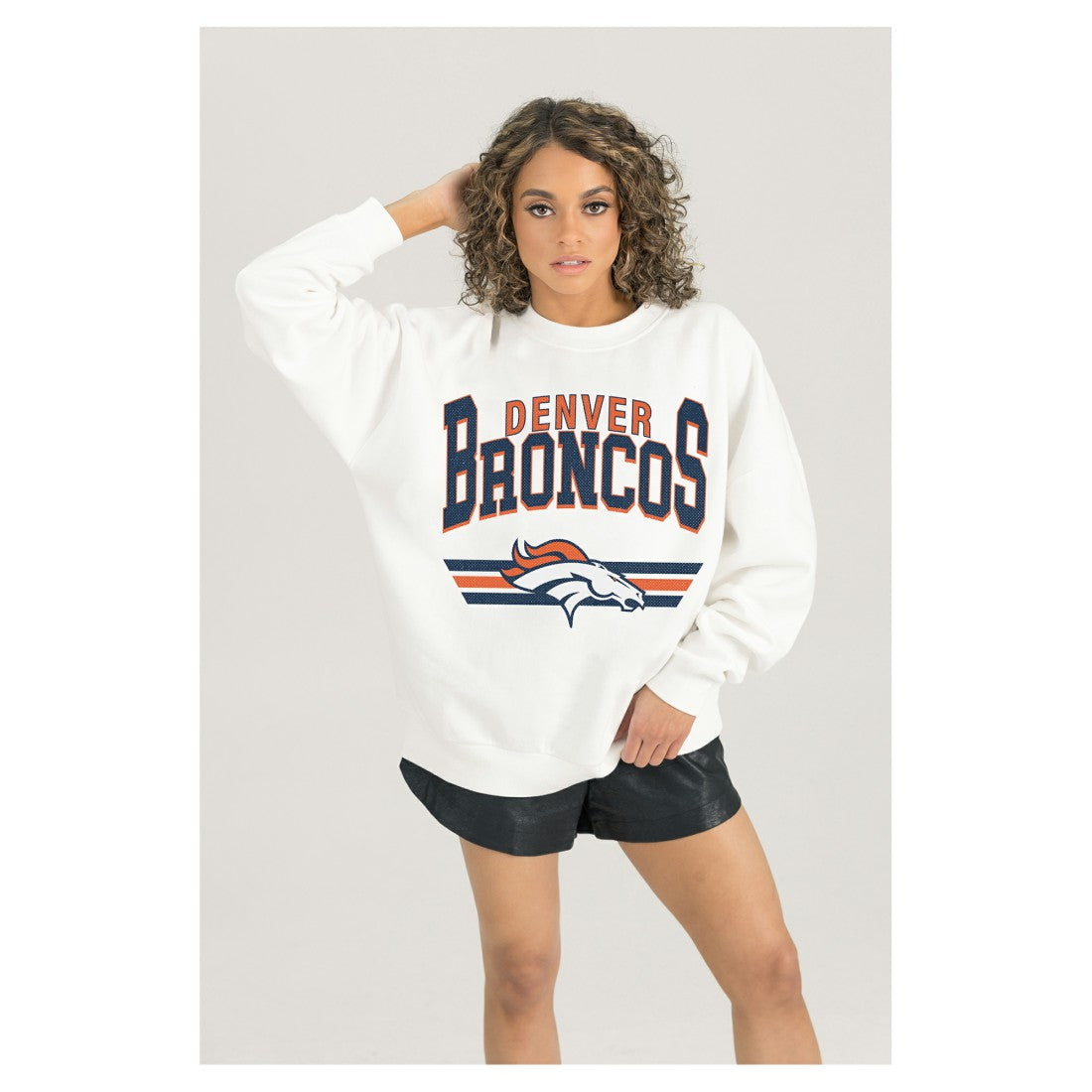 Denver Broncos  Gameday Couture Women's Swift Strike Premium Oversized Fleece Pullover Sweatshirt