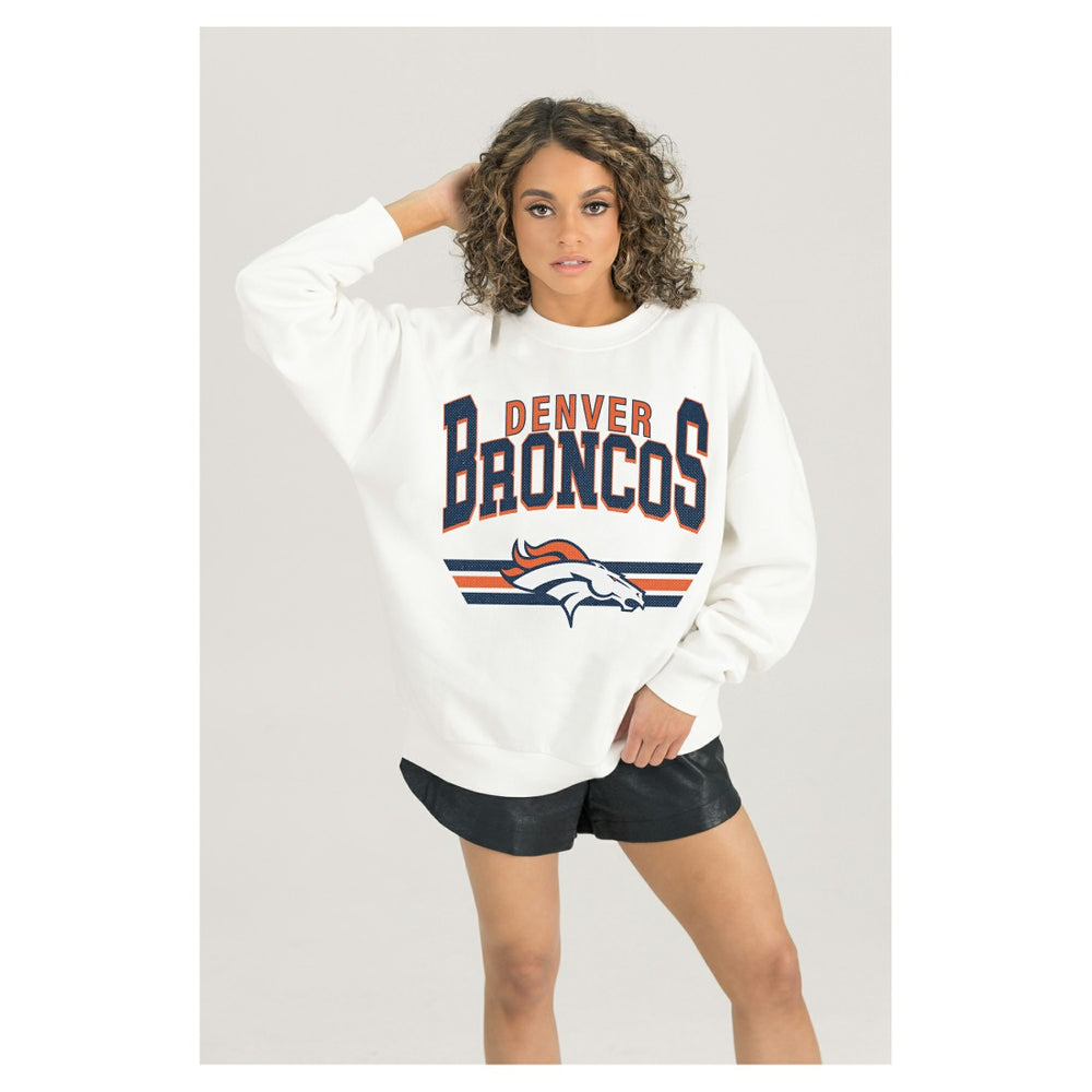 Denver Broncos  Gameday Couture Women's Swift Strike Premium Oversized Fleece Pullover Sweatshirt