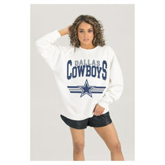 Dallas Cowboys  Gameday Couture Women's Swift Strike Premium Oversized Fleece Pullover Sweatshirt