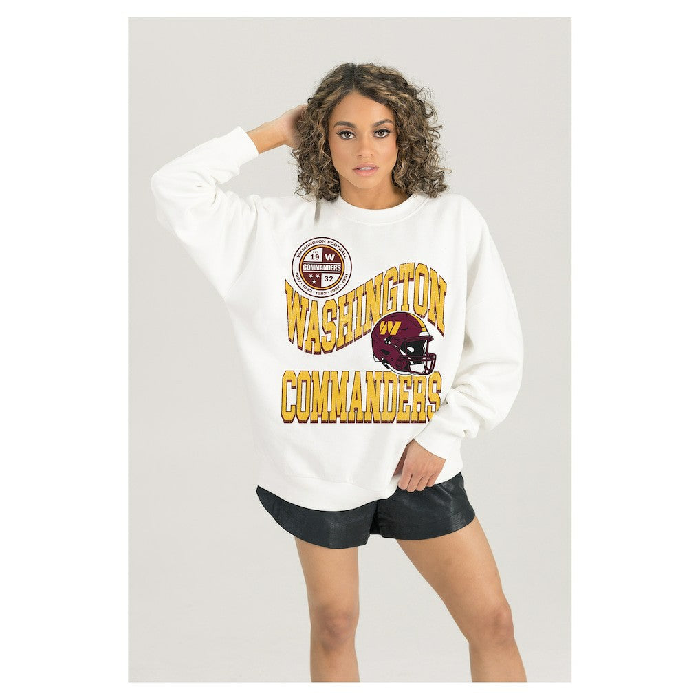 Washington Commanders  Gameday Couture Women's Oversized Hard Earned Premium Fleece Pullover Sweatshirt
