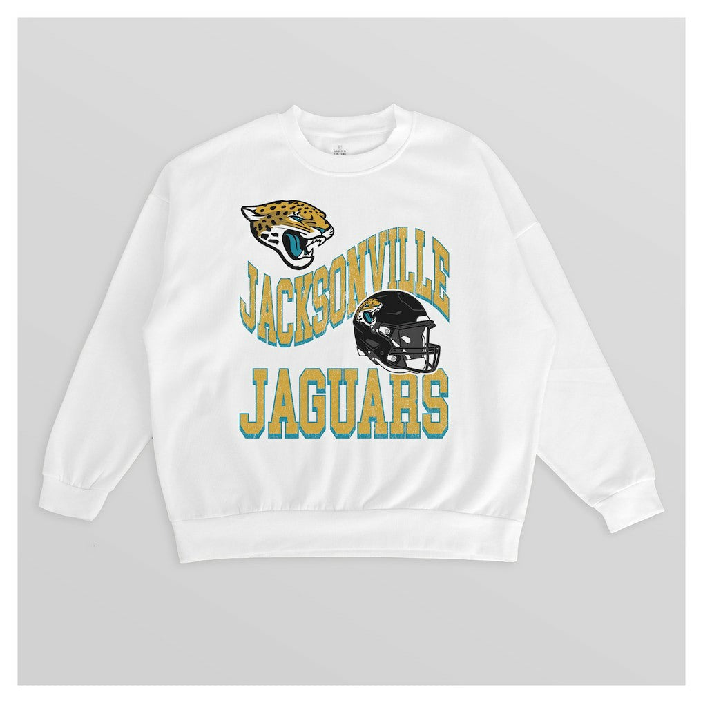 Jacksonville Jaguars  Gameday Couture Women's Oversized Hard Earned Premium Fleece Pullover Sweatshirt