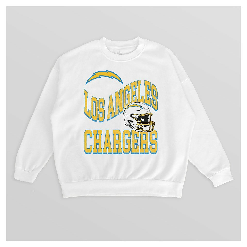 Los Angeles Chargers  Gameday Couture Women's Oversized Hard Earned Premium Fleece Pullover Sweatshirt