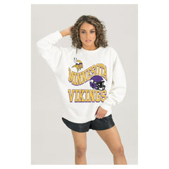 Minnesota Vikings  Gameday Couture Women's Oversized Hard Earned Premium Fleece Pullover Sweatshirt