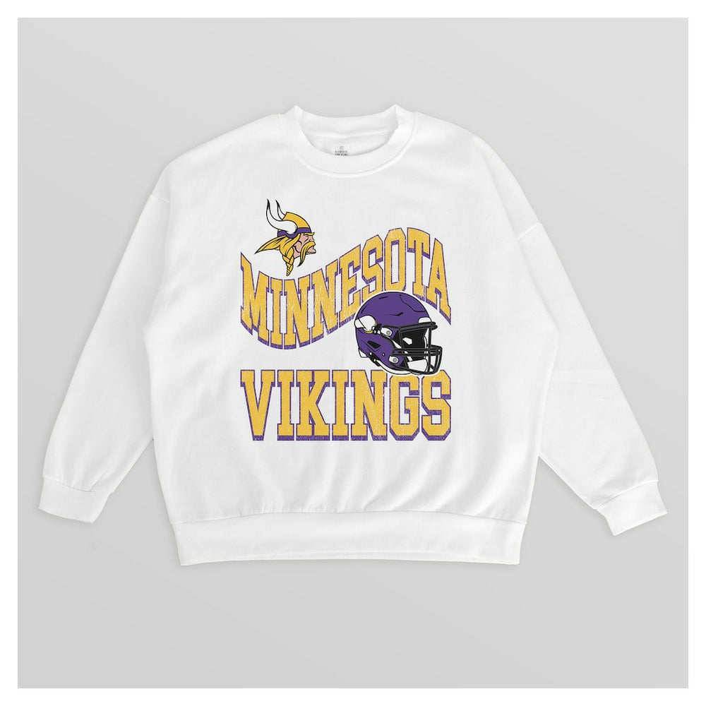 Minnesota Vikings  Gameday Couture Women's Oversized Hard Earned Premium Fleece Pullover Sweatshirt