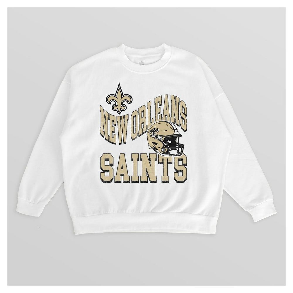 New Orleans Saints  Gameday Couture Women's Oversized Hard Earned Premium Fleece Pullover Sweatshirt