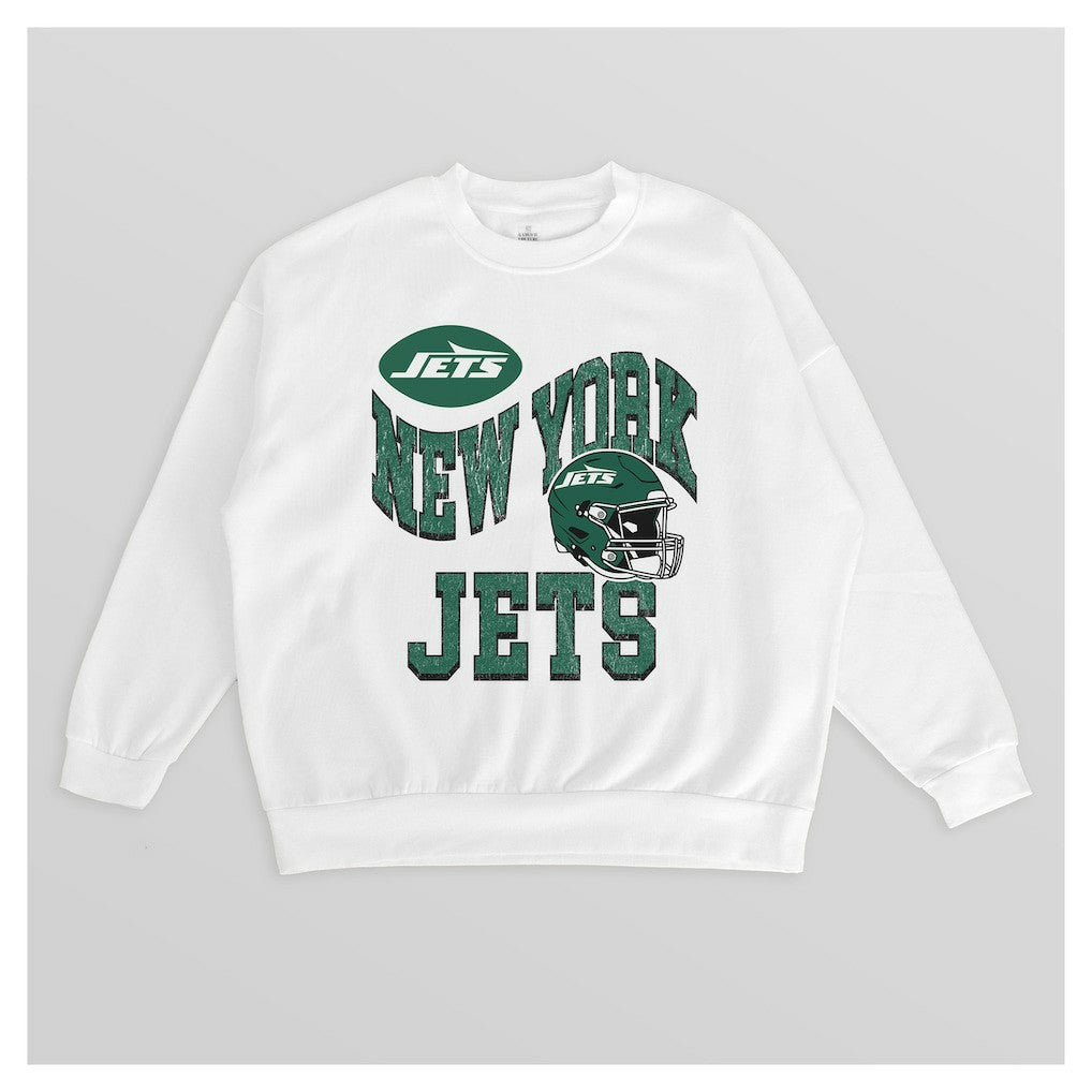 New York Jets  Gameday Couture Women's Oversized Hard Earned Premium Fleece Pullover Sweatshirt