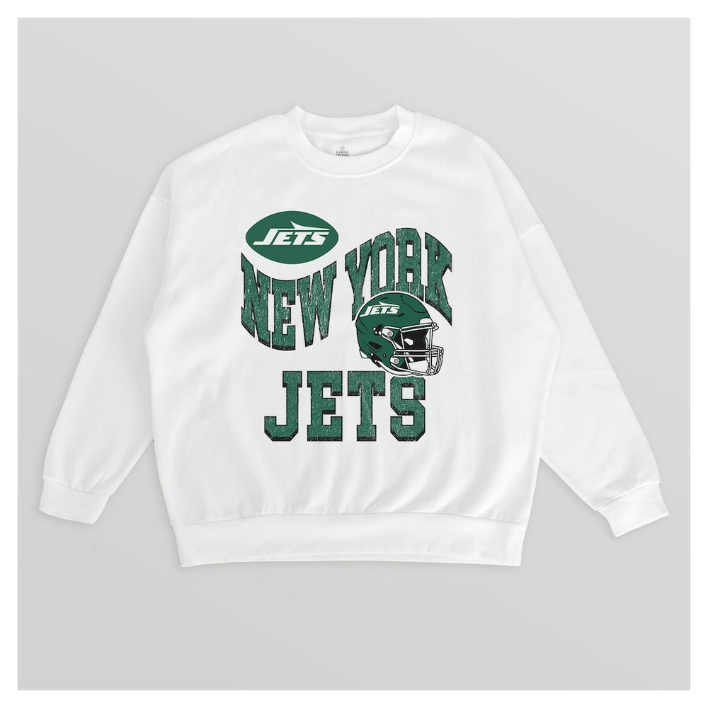 New York Jets  Gameday Couture Women's Oversized Hard Earned Premium Fleece Pullover Sweatshirt