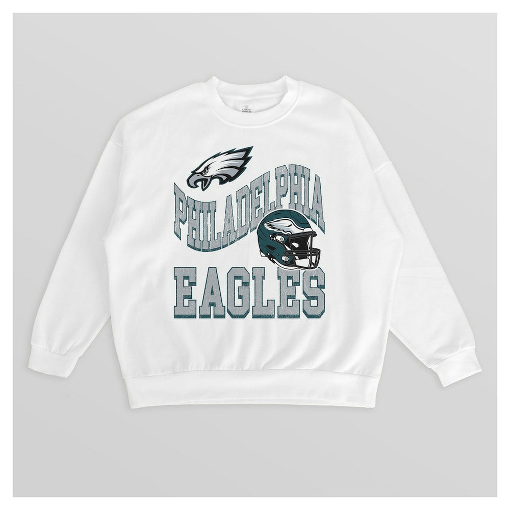 Philadelphia Eagles  Gameday Couture Women's Oversized Hard Earned Premium Fleece Pullover Sweatshirt