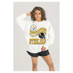 Pittsburgh Steelers  Gameday Couture Women's Oversized Hard Earned Premium Fleece Pullover Sweatshirt