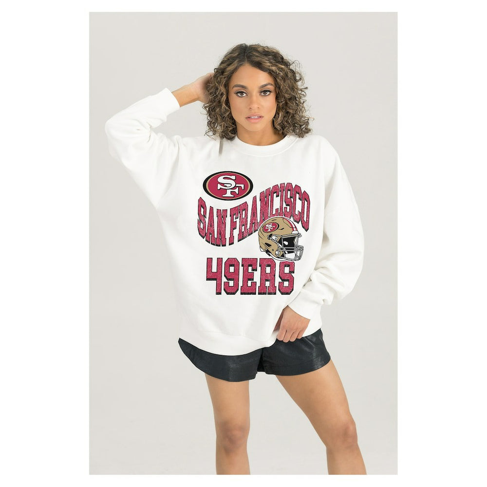 San Francisco 49ers  Gameday Couture Women's Oversized Hard Earned Premium Fleece Pullover Sweatshirt