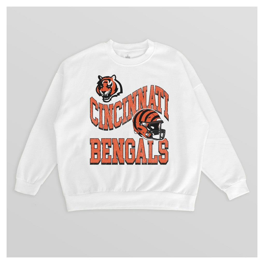 Cincinnati Bengals  Gameday Couture Women's Oversized Hard Earned Premium Fleece Pullover Sweatshirt
