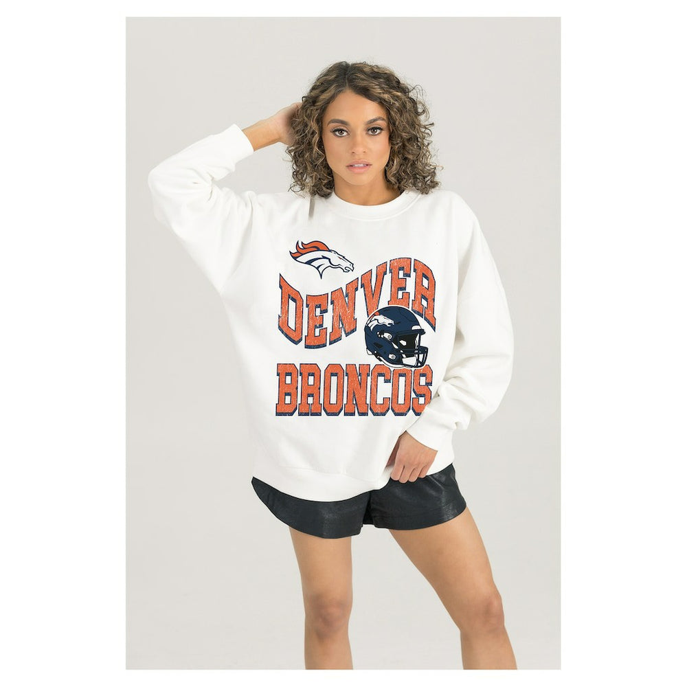 Denver Broncos  Gameday Couture Women's Oversized Hard Earned Premium Fleece Pullover Sweatshirt
