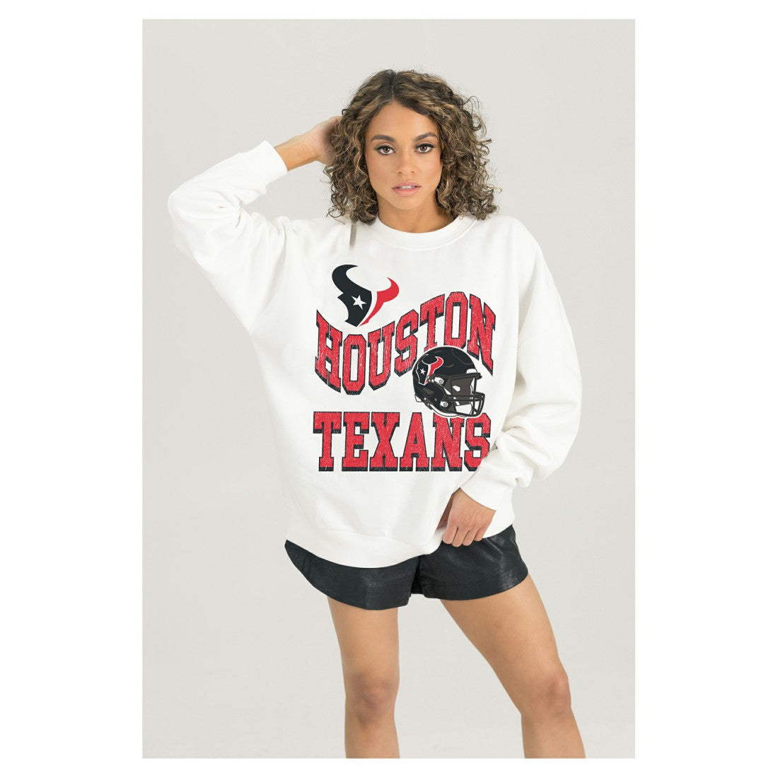Houston Texans  Gameday Couture Women's Oversized Hard Earned Premium Fleece Pullover Sweatshirt