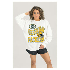 Green Bay Packers  Gameday Couture Women's Oversized Hard Earned Premium Fleece Pullover Sweatshirt