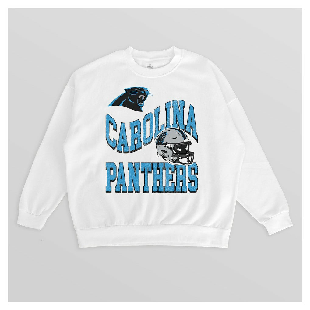 Carolina Panthers  Gameday Couture Women's Oversized Hard Earned Premium Fleece Pullover Sweatshirt