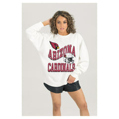 Arizona Cardinals  Gameday Couture Women's Oversized Hard Earned Premium Fleece Pullover Sweatshirt