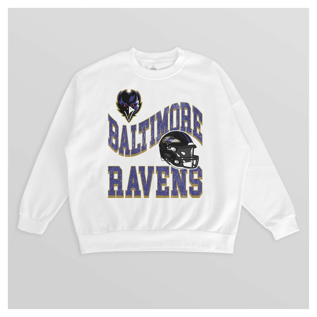Baltimore Ravens  Gameday Couture Women's Oversized Hard Earned Premium Fleece Pullover Sweatshirt