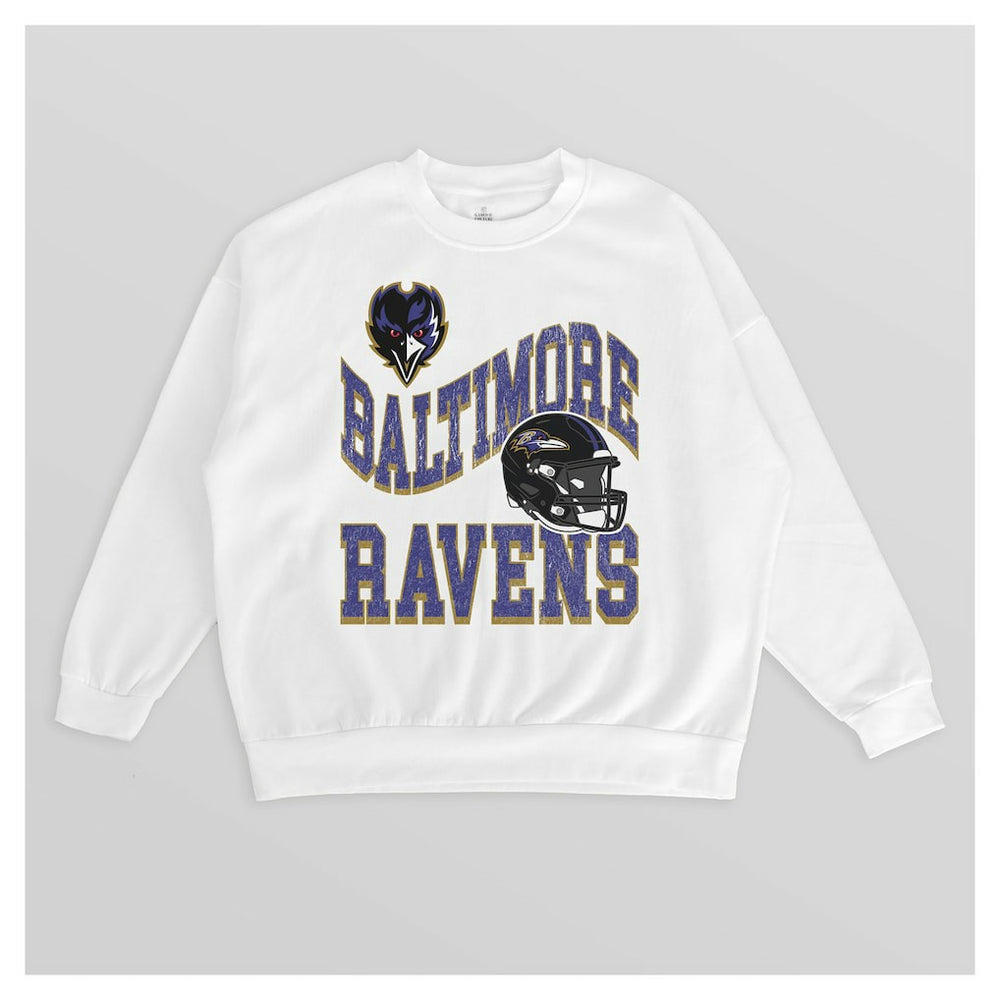 Baltimore Ravens  Gameday Couture Women's Oversized Hard Earned Premium Fleece Pullover Sweatshirt