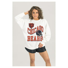 Chicago Bears  Gameday Couture Women's Oversized Hard Earned Premium Fleece Pullover Sweatshirt