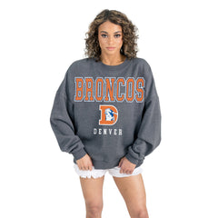 Denver Broncos  Gameday Couture Women's Bring Your Energy Oversized Premium Fleece Pullover Sweatshirt