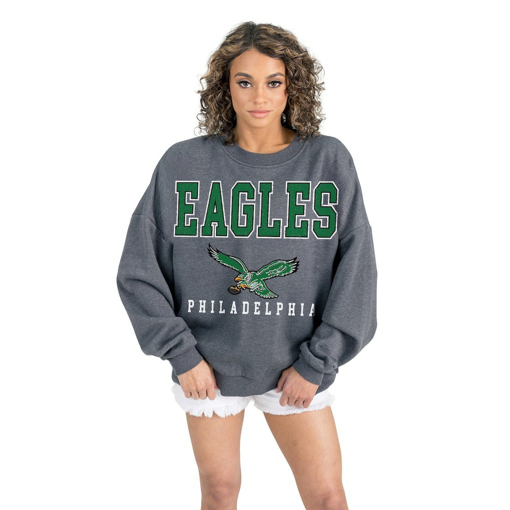 Philadelphia Eagles  Gameday Couture Women's Bring Your Energy Oversized Premium Fleece Pullover Sweatshirt