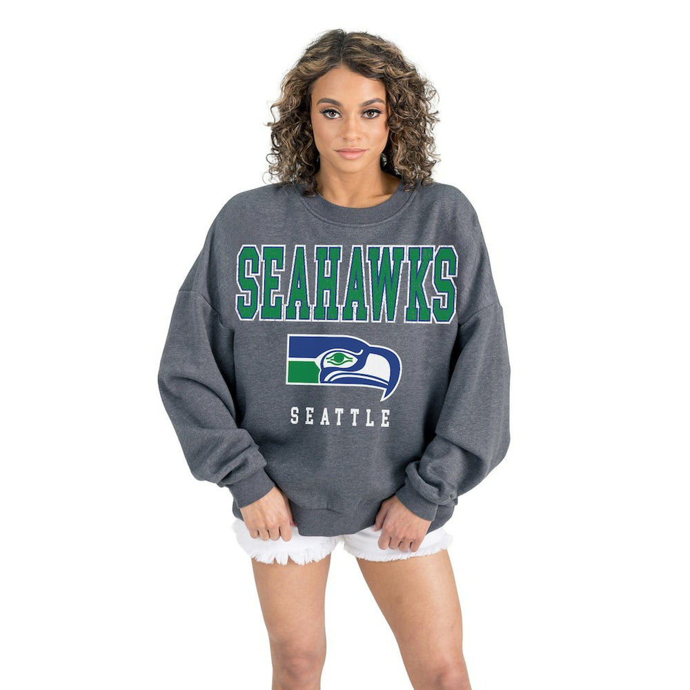 Seattle Seahawks  Gameday Couture Women's Bring Your Energy Oversized Premium Fleece Pullover Sweatshirt