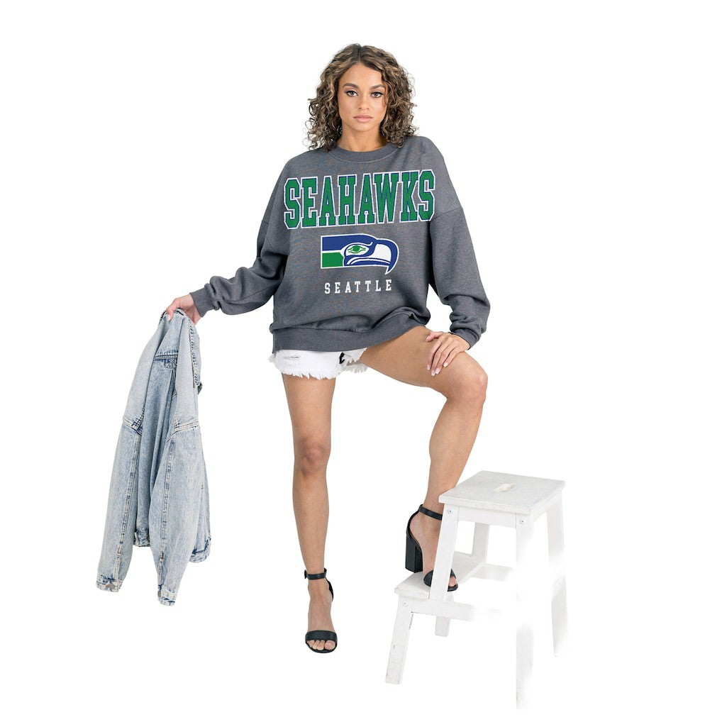 Seattle Seahawks  Gameday Couture Women's Bring Your Energy Oversized Premium Fleece Pullover Sweatshirt