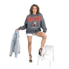 Cleveland Browns  Gameday Couture Women's Bring Your Energy Oversized Premium Fleece Pullover Sweatshirt
