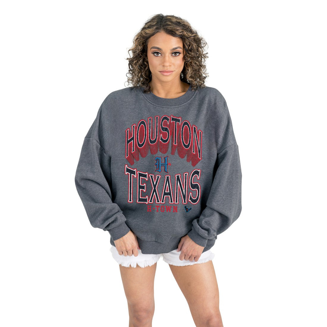 Houston Texans  Gameday Couture Women's Long Weekends Oversized Premium Fleece Pullover Sweatshirt