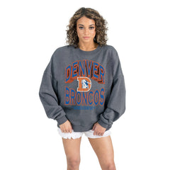 Denver Broncos  Gameday Couture Women's Long Weekends Oversized Premium Fleece Pullover Sweatshirt