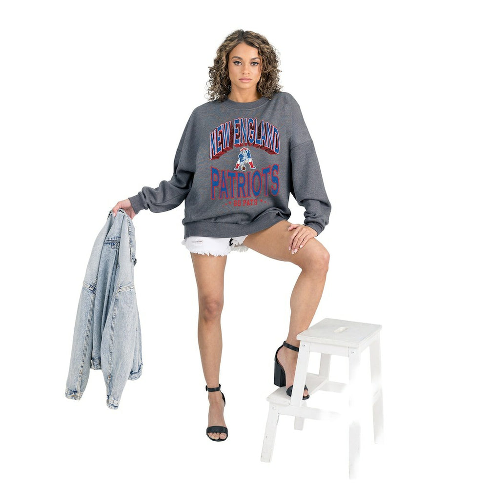 New England Patriots  Gameday Couture Women's Long Weekends Oversized Premium Fleece Pullover Sweatshirt
