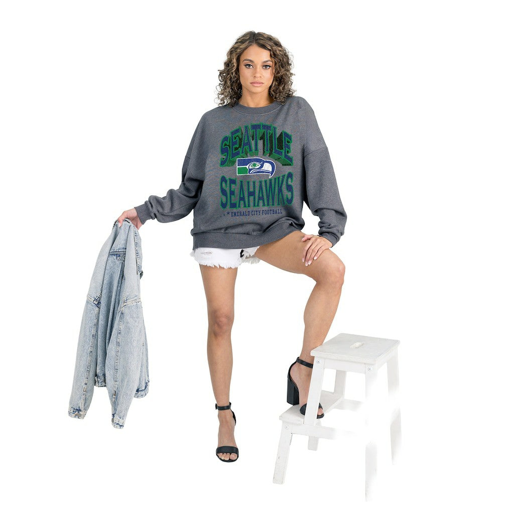 Seattle Seahawks  Gameday Couture Women's Long Weekends Oversized Premium Fleece Pullover Sweatshirt