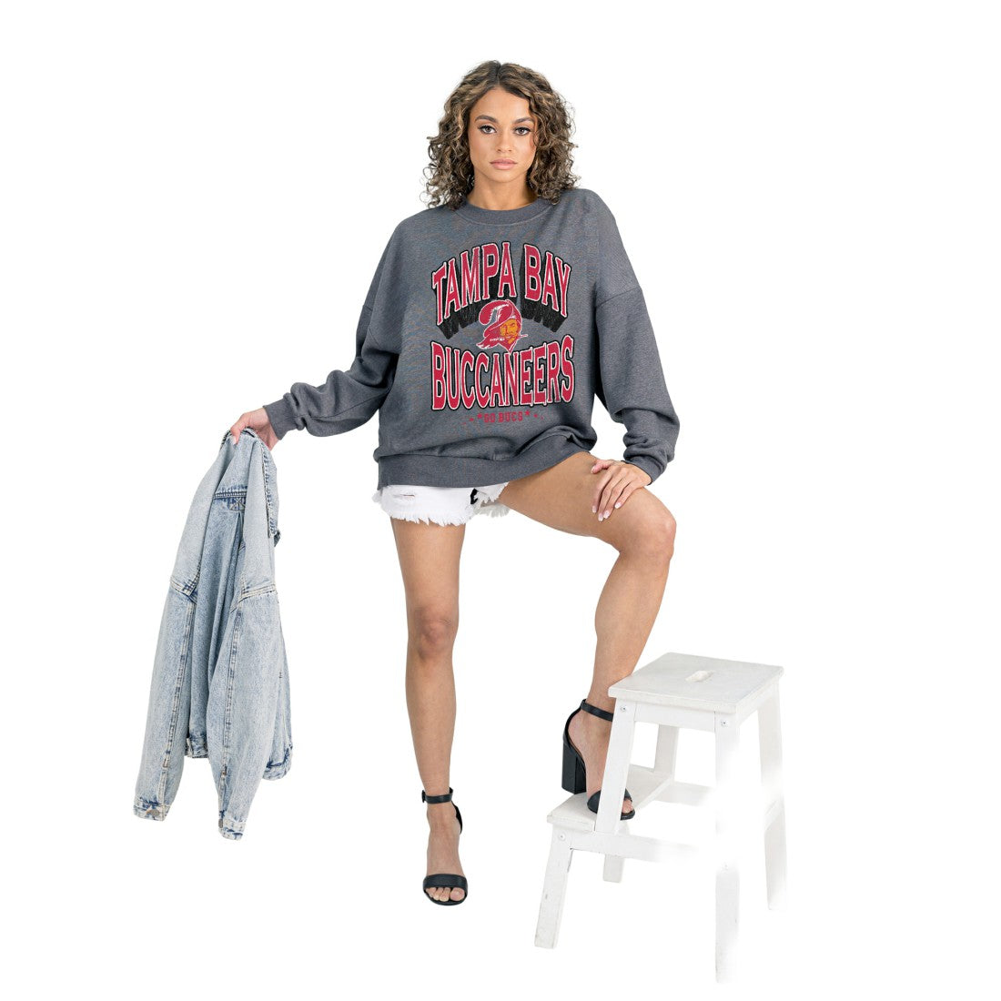 Tampa Bay Buccaneers  Gameday Couture Women's Long Weekends Oversized Premium Fleece Pullover Sweatshirt