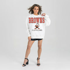 Cleveland Browns  Gameday Couture Women's Classic Sunday Drives Oversized Premium Fleece Pullover Sweatshirt