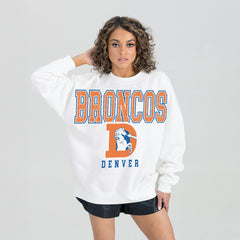 Denver Broncos  Gameday Couture Women's Classic Sunday Drives Oversized Premium Fleece Pullover Sweatshirt