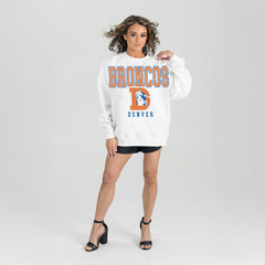 Denver Broncos  Gameday Couture Women's Classic Sunday Drives Oversized Premium Fleece Pullover Sweatshirt