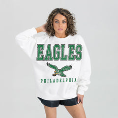 Philadelphia Eagles  Gameday Couture Women's Classic Sunday Drives Oversized Premium Fleece Pullover Sweatshirt