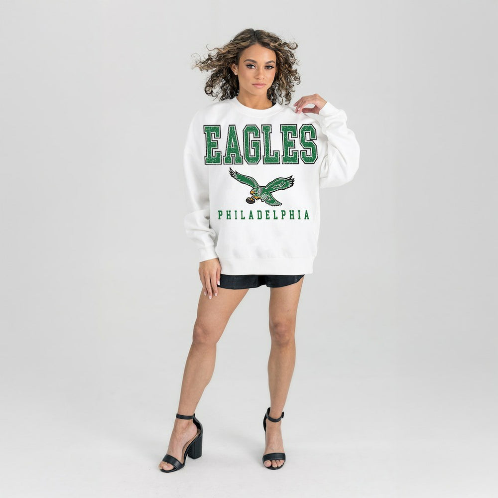 Philadelphia Eagles  Gameday Couture Women's Classic Sunday Drives Oversized Premium Fleece Pullover Sweatshirt